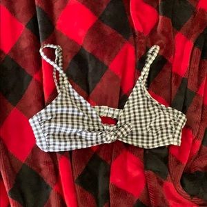 Black and white plaid bikini top